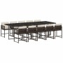 Set comedor de jardín 11 pzas y cojines ratán sintético marrón