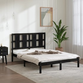 Estructura de cama de madera maciza de pino negra 