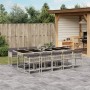 Set de comedor de jardín 11 pzas y cojines ratán sintético gris