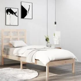 Solid pine wood bed frame 90x200 cm by vidaXL, Beds and slatted bases - Ref: Foro24-3105455, Price: 79,61 €, Discount: %