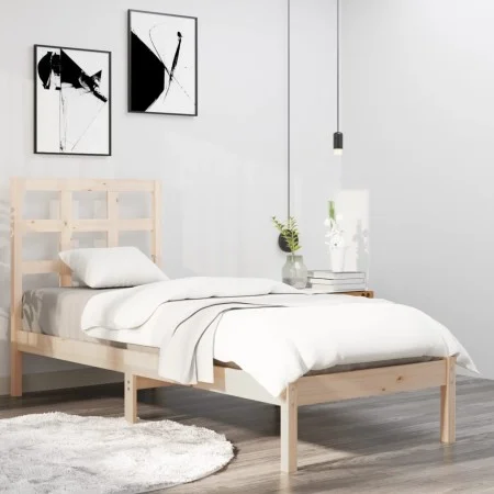 Estructura de cama madera maciza de pino 90x200 cm de vidaXL, Camas y somieres - Ref: Foro24-3105455, Precio: 79,61 €, Descue...