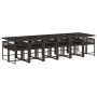 Set muebles de jardín 13 pzas y cojines ratán sintético marrón