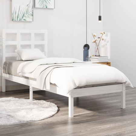 Massives Bettgestell aus weißem Kiefernholz, 90 x 200 cm von vidaXL, Betten und Lattenroste - Ref: Foro24-3105456, Preis: 93,...