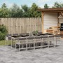 Set comedor jardín y cojines 13 pzas ratán sintético gris claro