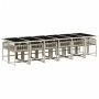 Set comedor jardín y cojines 13 pzas ratán sintético gris claro
