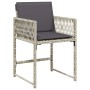Set comedor jardín y cojines 13 pzas ratán sintético gris claro