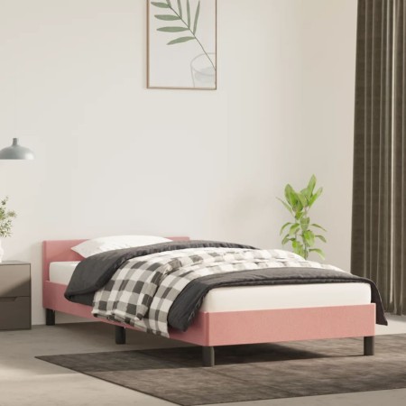 Estructura de cama con cabecero de terciopelo rosa 80x200 cm de vidaXL, Camas y somieres - Ref: Foro24-347542, Precio: 102,25...