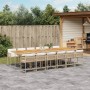 Set comedor de jardín con cojines 13 pzas ratán sintético beige