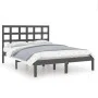 Solid gray pine wood bed frame 200x200 cm by vidaXL, Beds and slatted bases - Ref: Foro24-3105492, Price: 156,02 €, Discount: %
