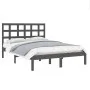 Solid gray pine wood bed frame 200x200 cm by vidaXL, Beds and slatted bases - Ref: Foro24-3105492, Price: 156,02 €, Discount: %