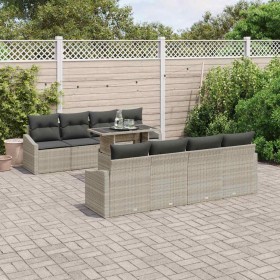 Conjunto de sofá de jardín 7 pcs Gris claro 100 x 55 x 73 cm