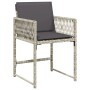 Set comedor de jardín 9 pzas cojines ratán sintético gris claro