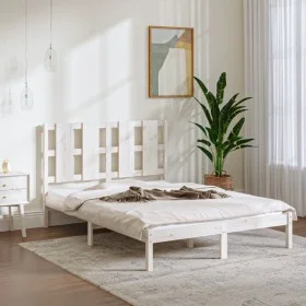 Solid white pine wood bed frame 140x190 cm by vidaXL, Beds and slatted bases - Ref: Foro24-3105581, Price: 126,83 €, Discount: %