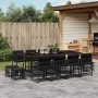 Set comedor de jardín con cojines 13 pzas ratán sintético negro