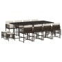 Set muebles de jardín 13 pzas y cojines ratán sintético marrón