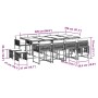 Set muebles de jardín 13 pzas y cojines ratán sintético marrón