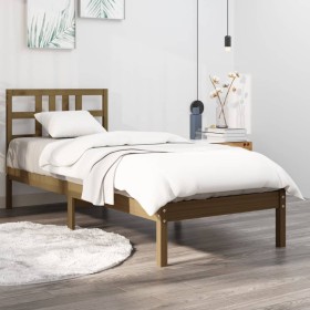 Estructura de cama madera maciza pino marrón miel 