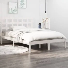 Solid white pine wood bed frame 160x200 cm by vidaXL, Beds and slatted bases - Ref: Foro24-3105481, Price: 125,36 €, Discount: %