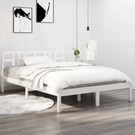 Solid white pine wood bed frame 120x200 cm by vidaXL, Beds and slatted bases - Ref: Foro24-3105401, Price: 112,69 €, Discount: %