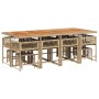 Set comedor de jardín con cojines 13 pzas ratán sintético beige