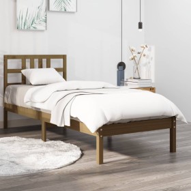 Honigbrauner Massivholzbettrahmen 100x200 cm von vidaXL, Betten und Lattenroste - Ref: Foro24-3105398, Preis: 103,72 €, Rabat...