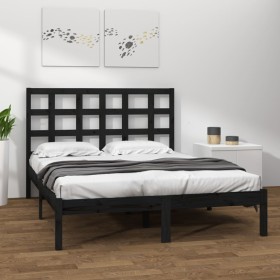 Solid black pine wood bed frame 200x200 cm by vidaXL, Beds and slatted bases - Ref: Foro24-3105494, Price: 158,74 €, Discount: %