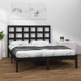 Solid black pine wood bed frame 200x200 cm by vidaXL, Beds and slatted bases - Ref: Foro24-3105494, Price: 156,49 €, Discount: %