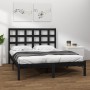 Estructura de cama de madera maciza de pino negra 200x200 cm de vidaXL, Camas y somieres - Ref: Foro24-3105494, Precio: 158,6...