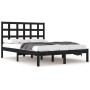 Estructura de cama de madera maciza de pino negra 200x200 cm de vidaXL, Camas y somieres - Ref: Foro24-3105494, Precio: 158,6...