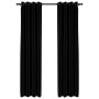 Cortinas opacas con ojales look de lino 2 pzas negro 140x245 cm