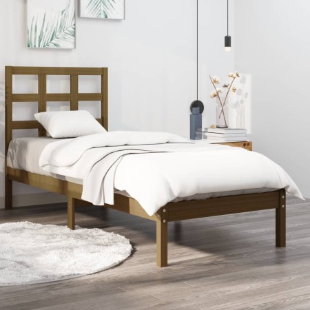 Honigbrauner Massivholzbettrahmen 100x200 cm von vidaXL, Betten und Lattenroste - Ref: Foro24-3105463, Preis: 101,56 €, Rabat...
