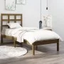 Honey brown solid wood bed frame 100x200 cm by vidaXL, Beds and slatted bases - Ref: Foro24-3105463, Price: 100,21 €, Discoun...