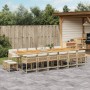 Set comedor de jardín 17 pzas con cojines ratán sintético beige