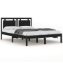 Estructura de cama madera maciza King Size negro 150x200 cm