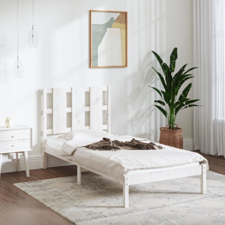 Massives Bettgestell aus weißem Kiefernholz, 90 x 200 cm von vidaXL, Betten und Lattenroste - Ref: Foro24-3105586, Preis: 102...