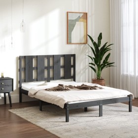 Estructura de cama de madera maciza de pino gris 140x200 cm
