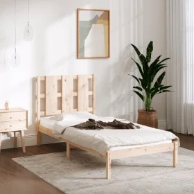 Solid pine wood bed frame 90x200 cm by vidaXL, Beds and slatted bases - Ref: Foro24-3105585, Price: 85,70 €, Discount: %