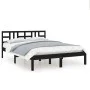Solid black pine wood bed frame 200x200 cm by vidaXL, Beds and slatted bases - Ref: Foro24-3105429, Price: 158,04 €, Discount: %