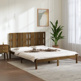 Estructura de cama madera maciza King marrón miel 150x200 cm