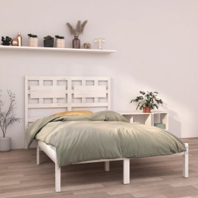 White solid wood bed frame 140x190 cm by vidaXL, Beds and slatted bases - Ref: Foro24-3105646, Price: 128,88 €, Discount: %