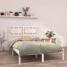 White solid wood bed frame 140x190 cm by vidaXL, Beds and slatted bases - Ref: Foro24-3105646, Price: 127,18 €, Discount: %