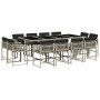 Set comedor jardín y cojines 13 pzas ratán sintético gris claro