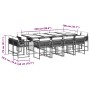 Set comedor de jardín con cojines 13 pzas ratán sintético beige