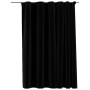 Cortina opaca con ganchos look de lino negro 290x245 cm