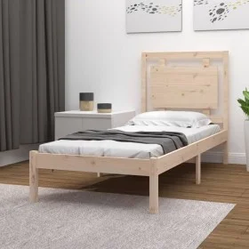 Solid wood bed frame 100x200 cm by vidaXL, Beds and slatted bases - Ref: Foro24-3105525, Price: 102,87 €, Discount: %