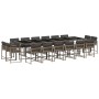 Set comedor de jardín 17 pzas y cojines ratán sintético gris