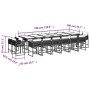 Set comedor de jardín 17 pzas y cojines ratán sintético gris