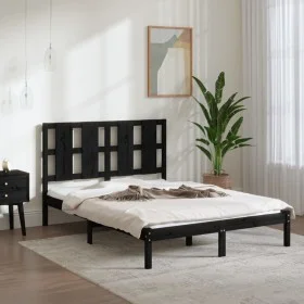 Solid black pine wood bed frame 140x190 cm by vidaXL, Beds and slatted bases - Ref: Foro24-3105584, Price: 163,98 €, Discount: %