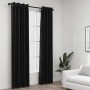 Cortina opaca con ojales look lino 2 pzas antracita 140x225 cm