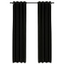 Cortina opaca con ojales look lino 2 pzas antracita 140x225 cm